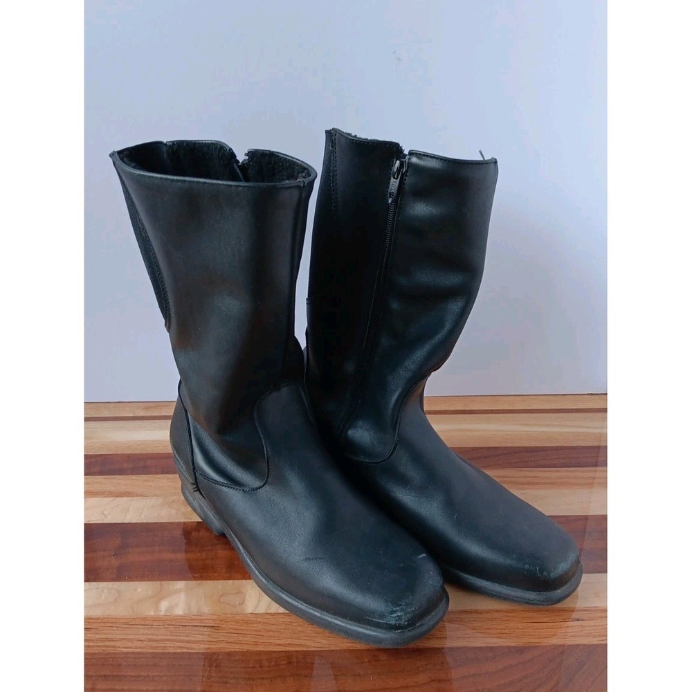 Toe Warmers Womens Size 9M Black Leather Mid Calf Boots Side Zipper‎ Winter Snow